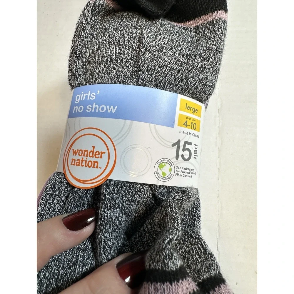 wonder nations girls‎ 15 pack no show ankle socks size large 4-10